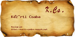 Kürti Csaba névjegykártya